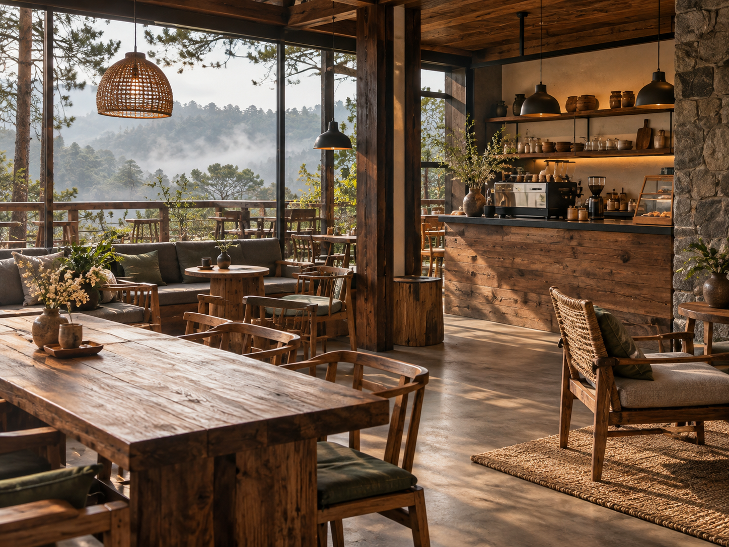Ảnh minh họa decor quán cafe tại Măng Đen